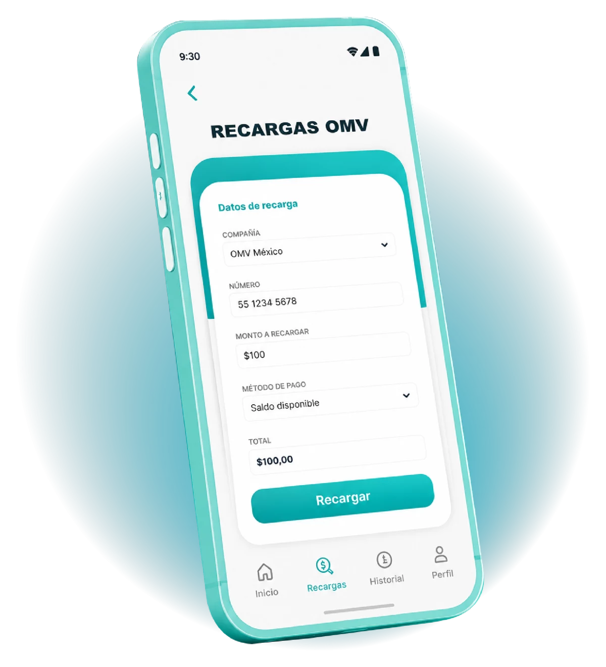 Aplicación móvil de Recargas OMV